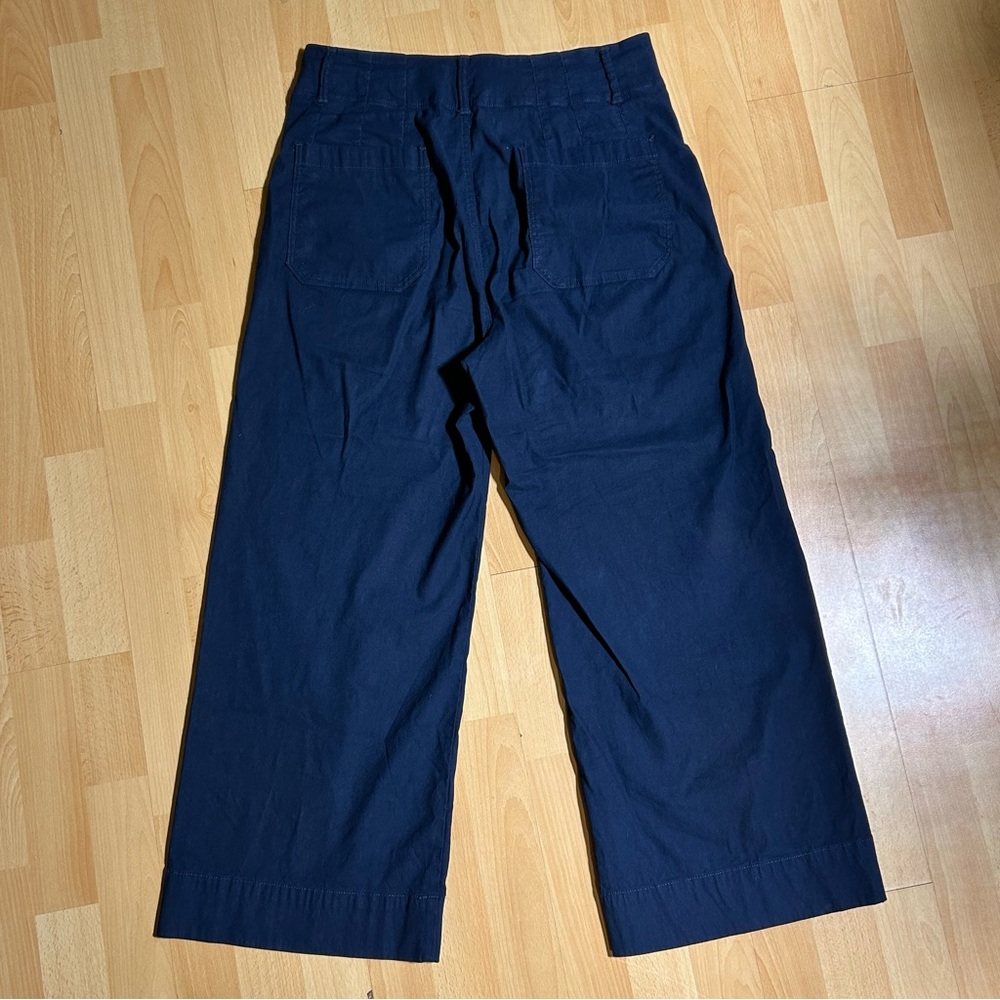 Anthropologie Maeve Colette The Magic Fabric Crop Wide Leg Pant Navy Blue 32 - Picture 10 of 13